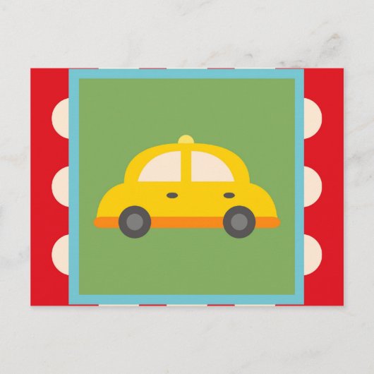 かわいい車の輸送テーマベビーキッズギフト ポストカード (正面)