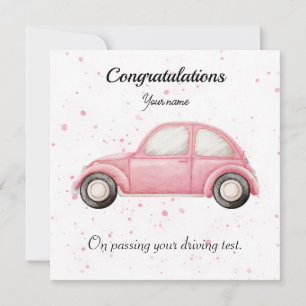 かわいい車の運転免許試験合格お祝いカード カード