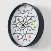 かわいい車の道路キッズベッドルームデコールウォール 壁時計 (傾斜)