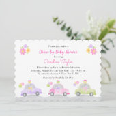 かわいい車を介して弓ガールベイビーシャワー 招待状 (スタンド正面)