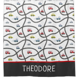 かわいい車カスタムの男の子の名前キッズバスルーム シャワーカーテン