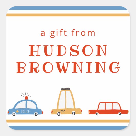 かわいい車パーソナライズされたのギフトシール スクエアシール (正面)