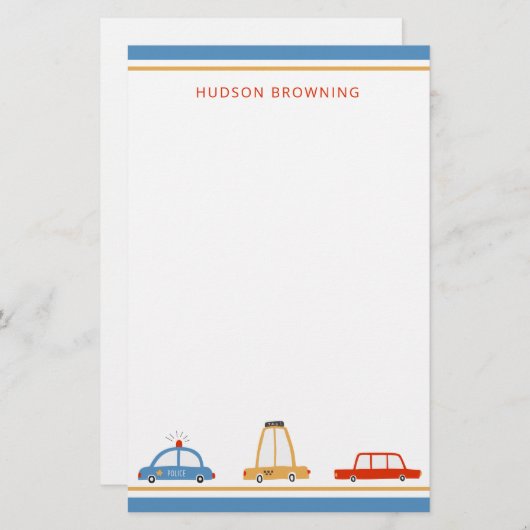 かわいい車パーソナライズされたの文房具シート 便箋 (正面/裏面)
