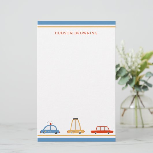 かわいい車パーソナライズされたの文房具シート 便箋 (スタンド正面)