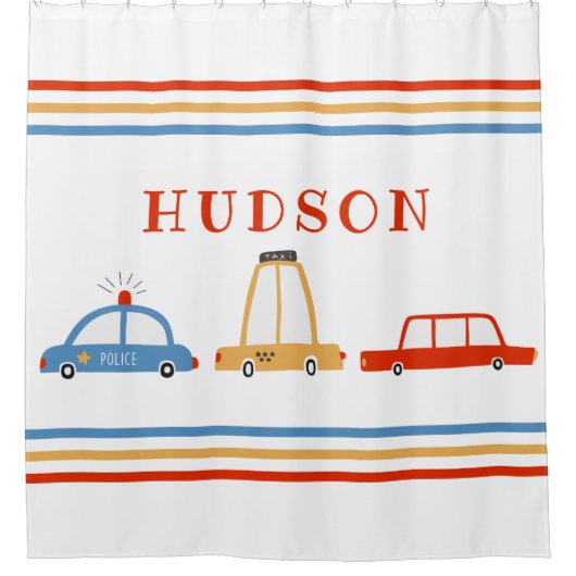 かわいい車パーソナライズされた用シャワーカーテン シャワーカーテン (正面)