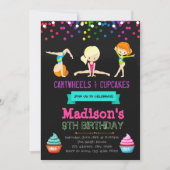 かわいい車輪およびカップケーキの誕生日の招待 招待状 (正面)