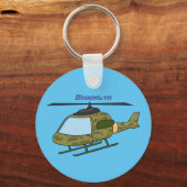かわいい軍の迷彩ヘリコプター漫画 キーホルダー (正面)