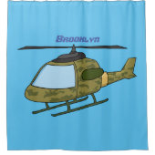 かわいい軍の迷彩ヘリコプター漫画 シャワーカーテン (正面)