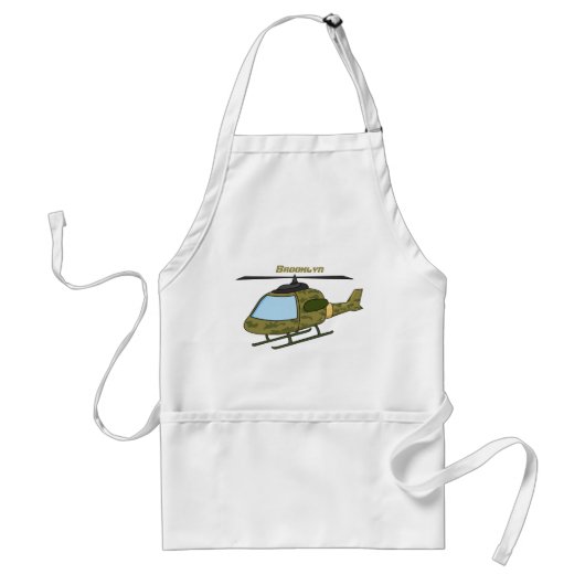 かわいい軍の迷彩ヘリコプター漫画 スタンダードエプロン (正面)