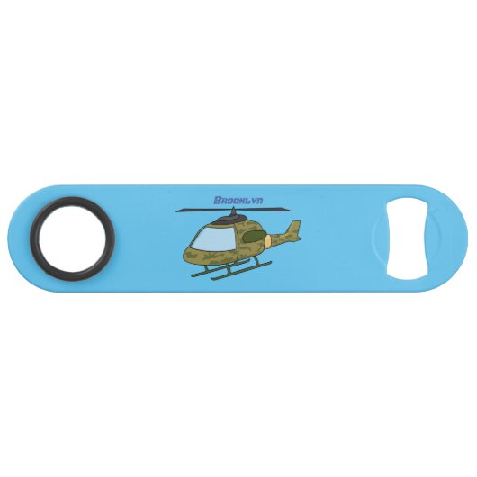 かわいい軍の迷彩ヘリコプター漫画 スピード栓抜き (正面(横))