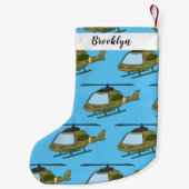 かわいい軍の迷彩ヘリコプター漫画 スモールクリスマスストッキング (裏面)