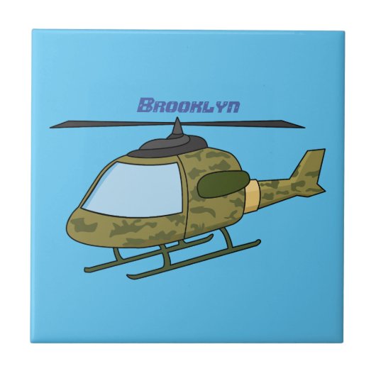 かわいい軍の迷彩ヘリコプター漫画 タイル (正面)