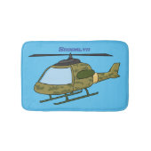 かわいい軍の迷彩ヘリコプター漫画 バスマット (正面)