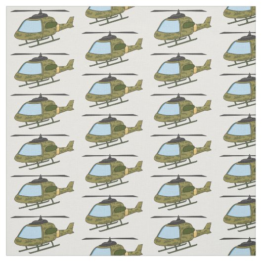 かわいい軍の迷彩ヘリコプター漫画 ファブリック (見本)