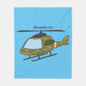 かわいい軍の迷彩ヘリコプター漫画 フリースブランケット (正面)