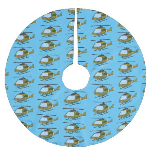 かわいい軍の迷彩ヘリコプター漫画 ブラッシュドポリエステルツリースカート