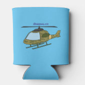 かわいい軍の迷彩ヘリコプター漫画 缶クーラー (裏面)