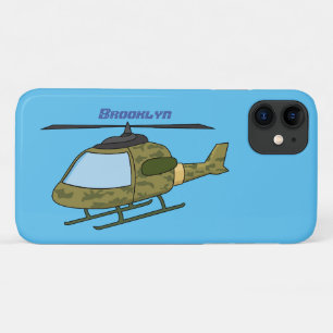 かわいい軍の迷彩ヘリコプター漫画 iPhone 11 ケース