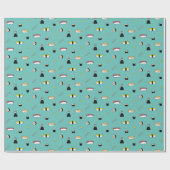 かわいい転がすしセットパターンにぎり巻きライトティール(緑がかった色) ラッピングペーパー (フラット)