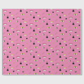 かわいい転がすしセットパターンにぎり巻きライトピンク ラッピングペーパー (フラット)