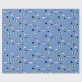 かわいい転がすしセットパターンにぎり巻き |青 ラッピングペーパー (フラット)