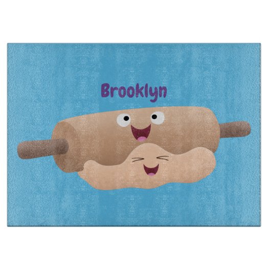 かわいい転がのピンと生地のペストリーベーキング漫画 カッティングボード (正面)