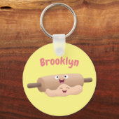 かわいい転がのピンと生地のペストリーベーキング漫画 キーホルダー (正面)