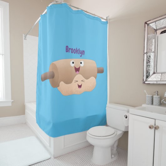 かわいい転がのピンと生地のペストリーベーキング漫画 シャワーカーテン (インサイチュ)