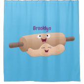 かわいい転がのピンと生地のペストリーベーキング漫画 シャワーカーテン (正面)