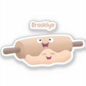 かわいい転がのピンと生地のペストリーベーキング漫画 シール (正面)