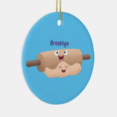 かわいい転がのピンと生地のペストリーベーキング漫画 セラミックオーナメント (右)