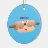 かわいい転がのピンと生地のペストリーベーキング漫画 セラミックオーナメント (左)