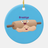 かわいい転がのピンと生地のペストリーベーキング漫画 セラミックオーナメント (裏面)