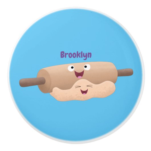 かわいい転がのピンと生地のペストリーベーキング漫画 セラミックノブ (正面)