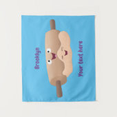 かわいい転がのピンと生地のペストリーベーキング漫画 タペストリー (正面)