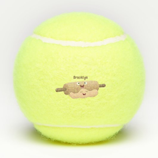 かわいい転がのピンと生地のペストリーベーキング漫画 テニスボール (裏面)