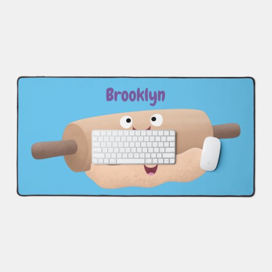 かわいい転がのピンと生地のペストリーベーキング漫画 デスクマット (キーボード&マウス)