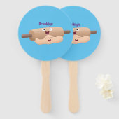 かわいい転がのピンと生地のペストリーベーキング漫画 ハンドファン (正面&裏面)