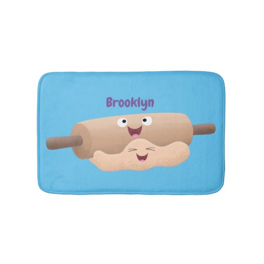 かわいい転がのピンと生地のペストリーベーキング漫画 バスマット (正面)