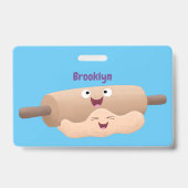 かわいい転がのピンと生地のペストリーベーキング漫画 バッジ (裏面)