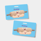 かわいい転がのピンと生地のペストリーベーキング漫画 バッジ (正面＆裏面)