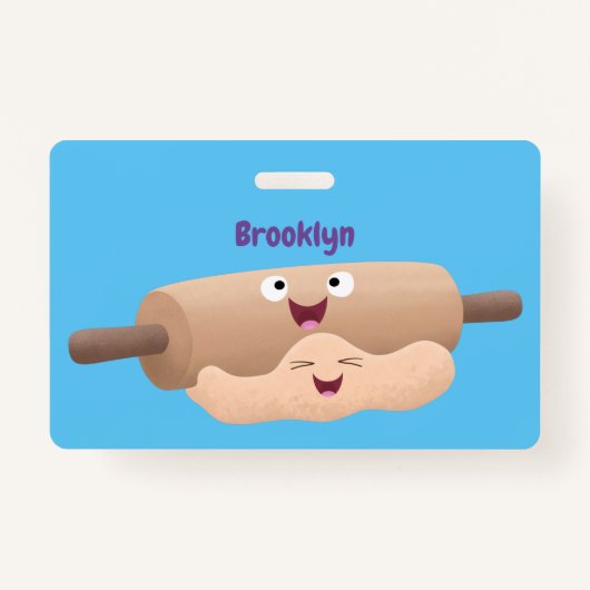 かわいい転がのピンと生地のペストリーベーキング漫画 バッジ (正面)