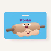 かわいい転がのピンと生地のペストリーベーキング漫画 バッジ (裏面)