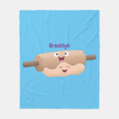 かわいい転がのピンと生地のペストリーベーキング漫画 フリースブランケット (正面)