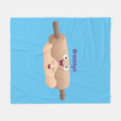 かわいい転がのピンと生地のペストリーベーキング漫画 フリースブランケット (正面(横))