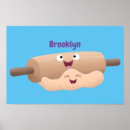 かわいい転がのピンと生地のペストリーベーキング漫画 ポスター (正面)