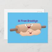 かわいい転がのピンと生地のペストリーベーキング漫画 ポストカード (正面/裏面)