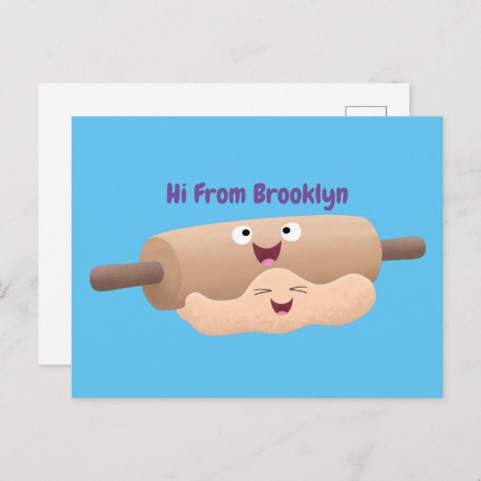 かわいい転がのピンと生地のペストリーベーキング漫画 ポストカード (正面/裏面)