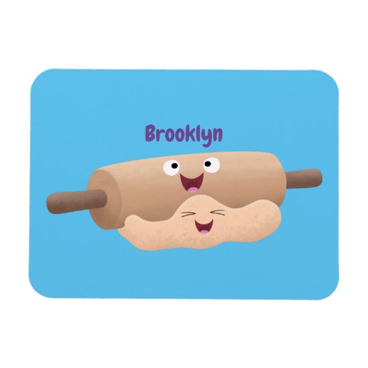 かわいい転がのピンと生地のペストリーベーキング漫画 マグネット (横)