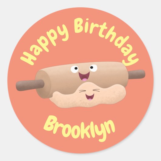 かわいい転がのピンと生地のペストリーベーキング漫画 ラウンドシール (正面)